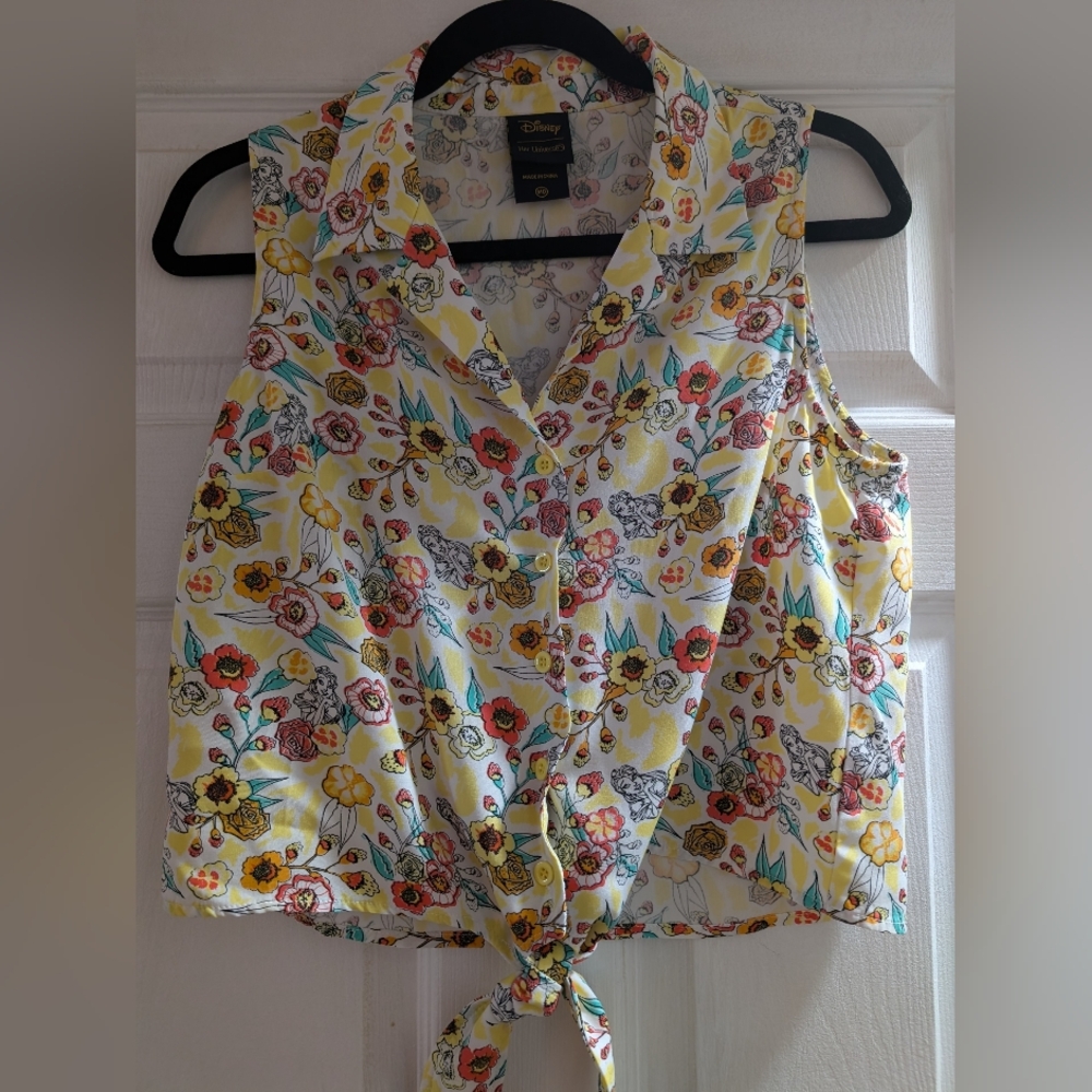 Her Universe Yellow Floral Tie-Front Blouse